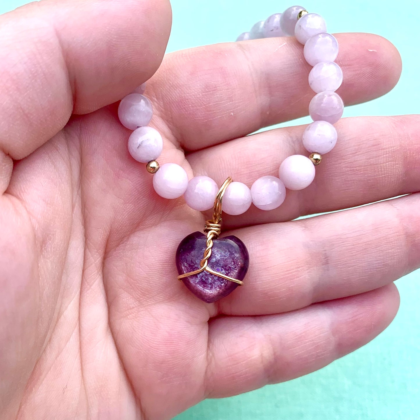 Lepidolite and Kunzite | Pre-Made Bracelet