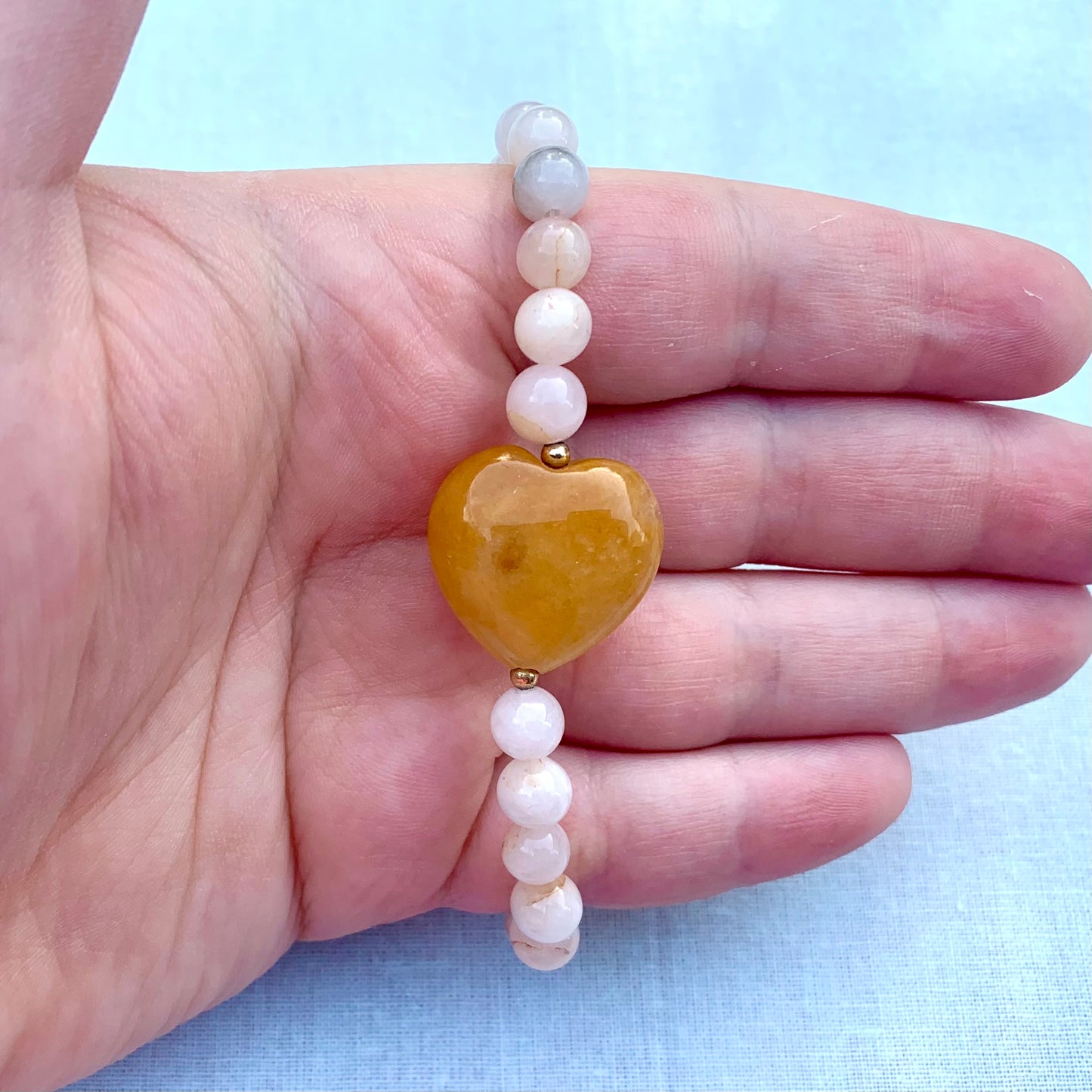 Orange Calcite and Rose Quartz | Pre-Made Bracelet