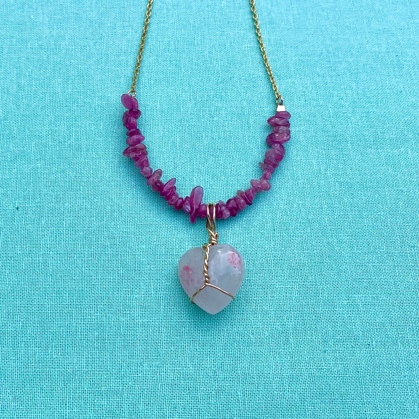 Pink Tourmaline and Pink Tourmaline in Quartz | Pre-Made Necklace