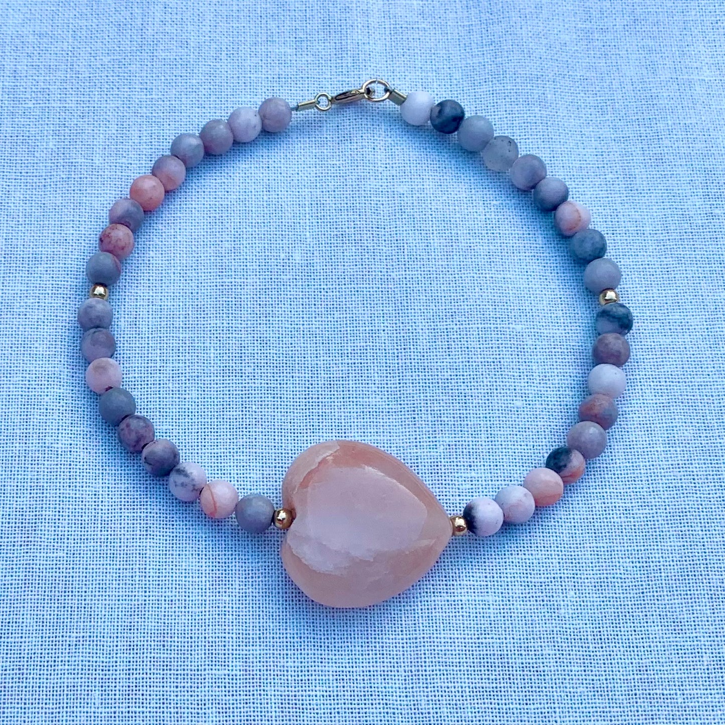 Pink Aventurine and Zebra Jasper | Pre-Made Bracelet