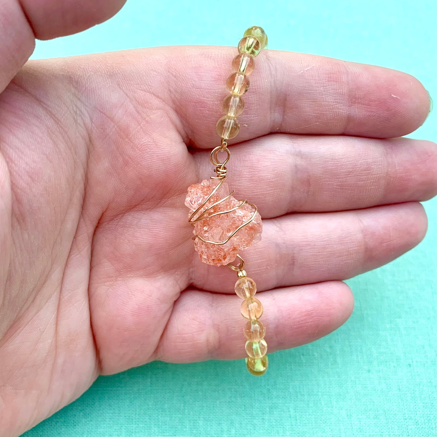 Citrine and Pink Apophyllite | Premade Bracelet