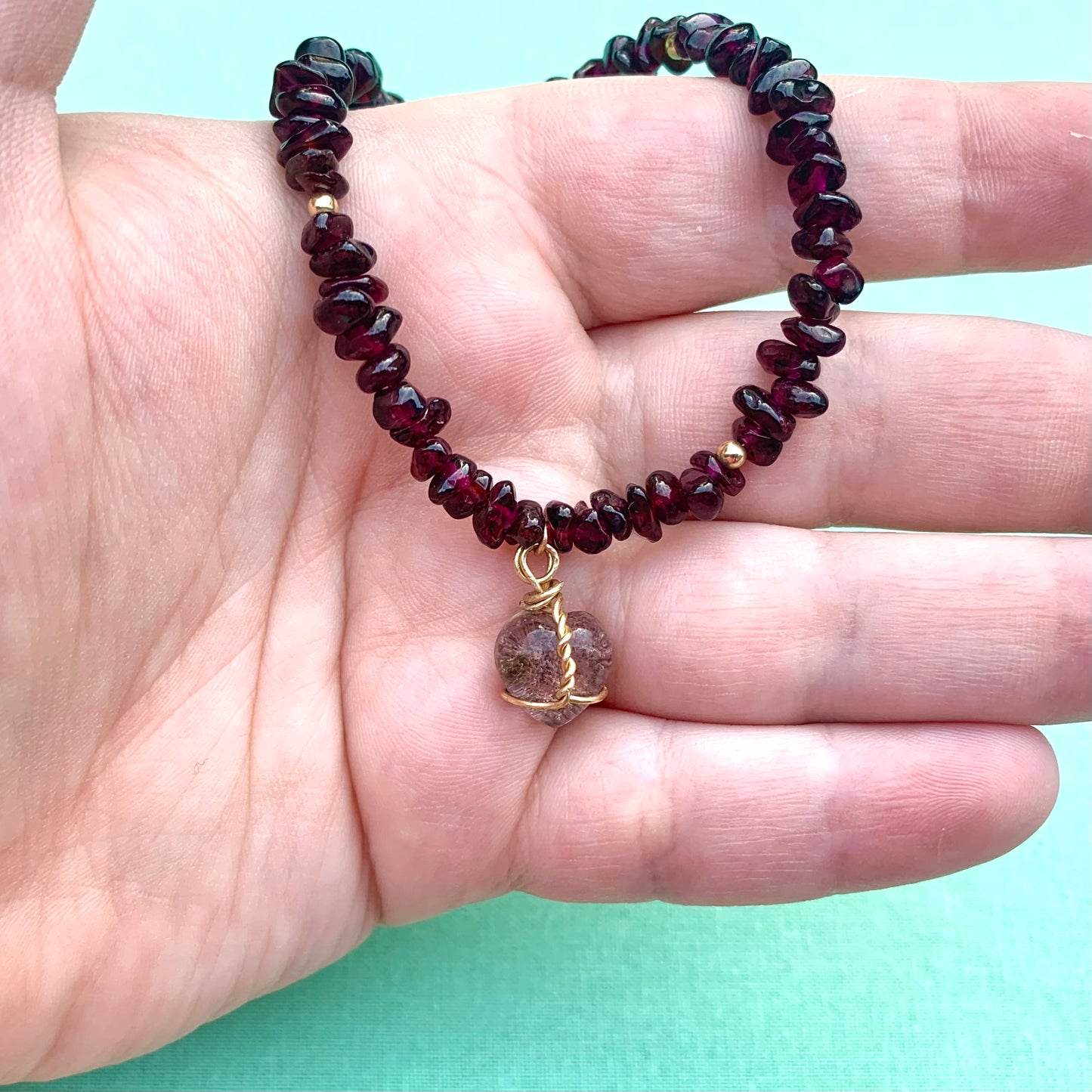 Garnet and Lodolite | Pre-Made Bracelet