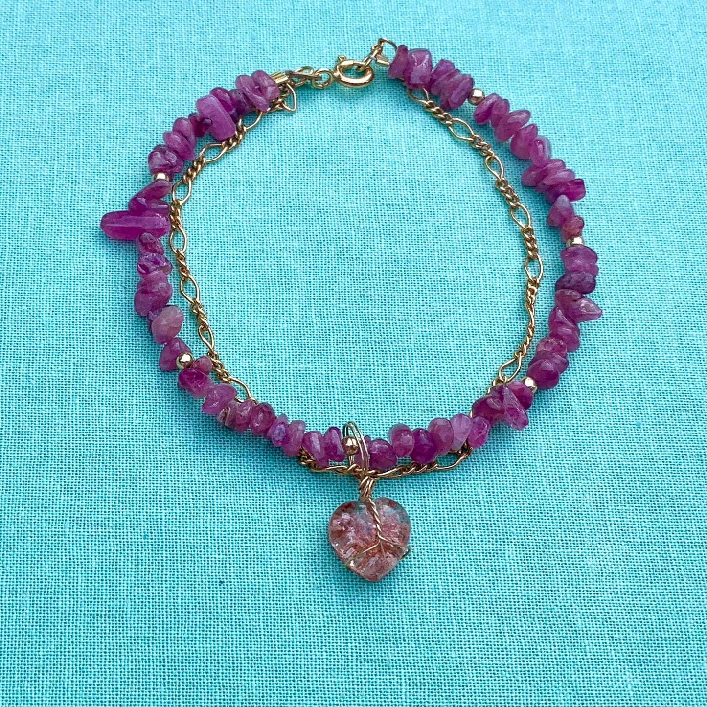 Lodolite and Pink Tourmaline | Pre-made Bracelet