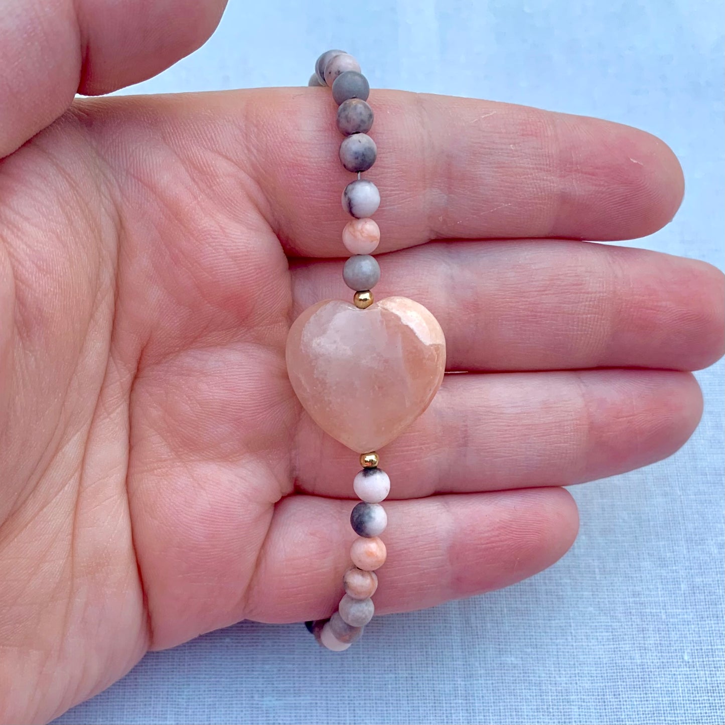 Pink Aventurine and Zebra Jasper | Pre-Made Bracelet
