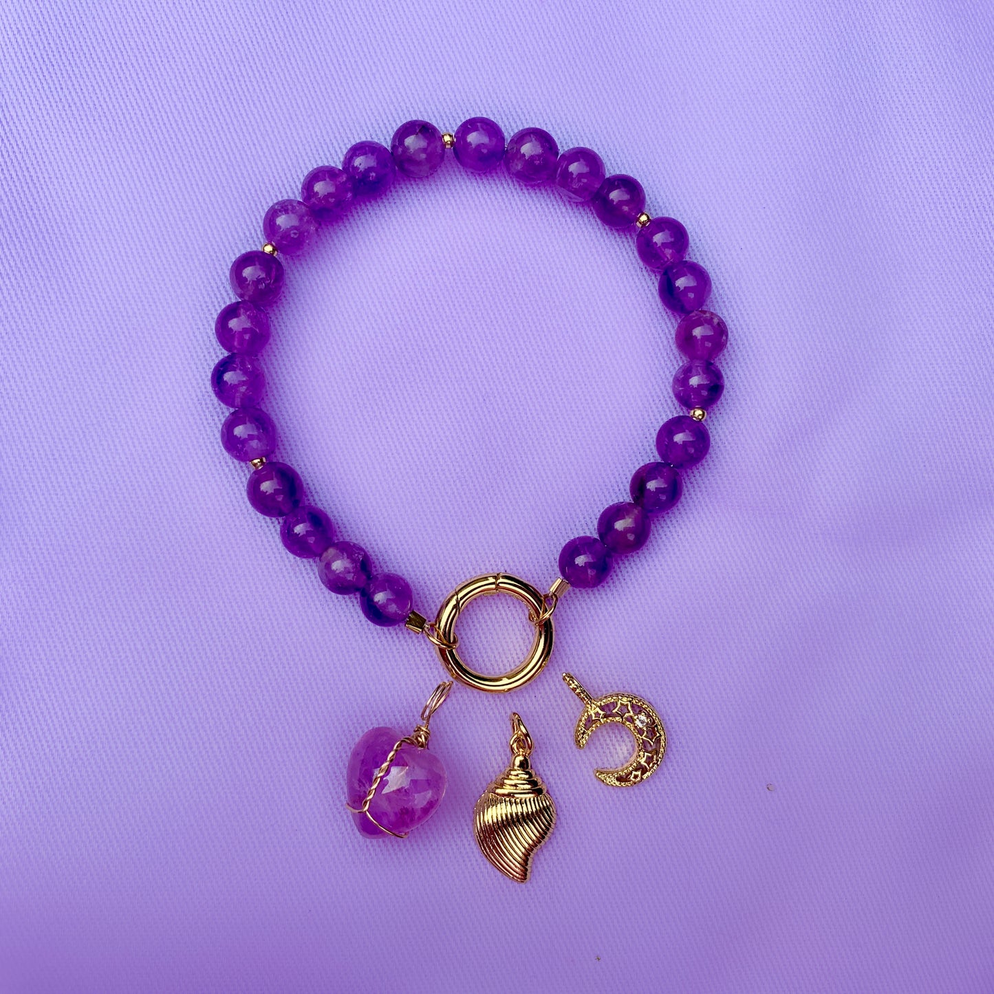 Vibrant Amethyst | Crystal Charm Bracelet