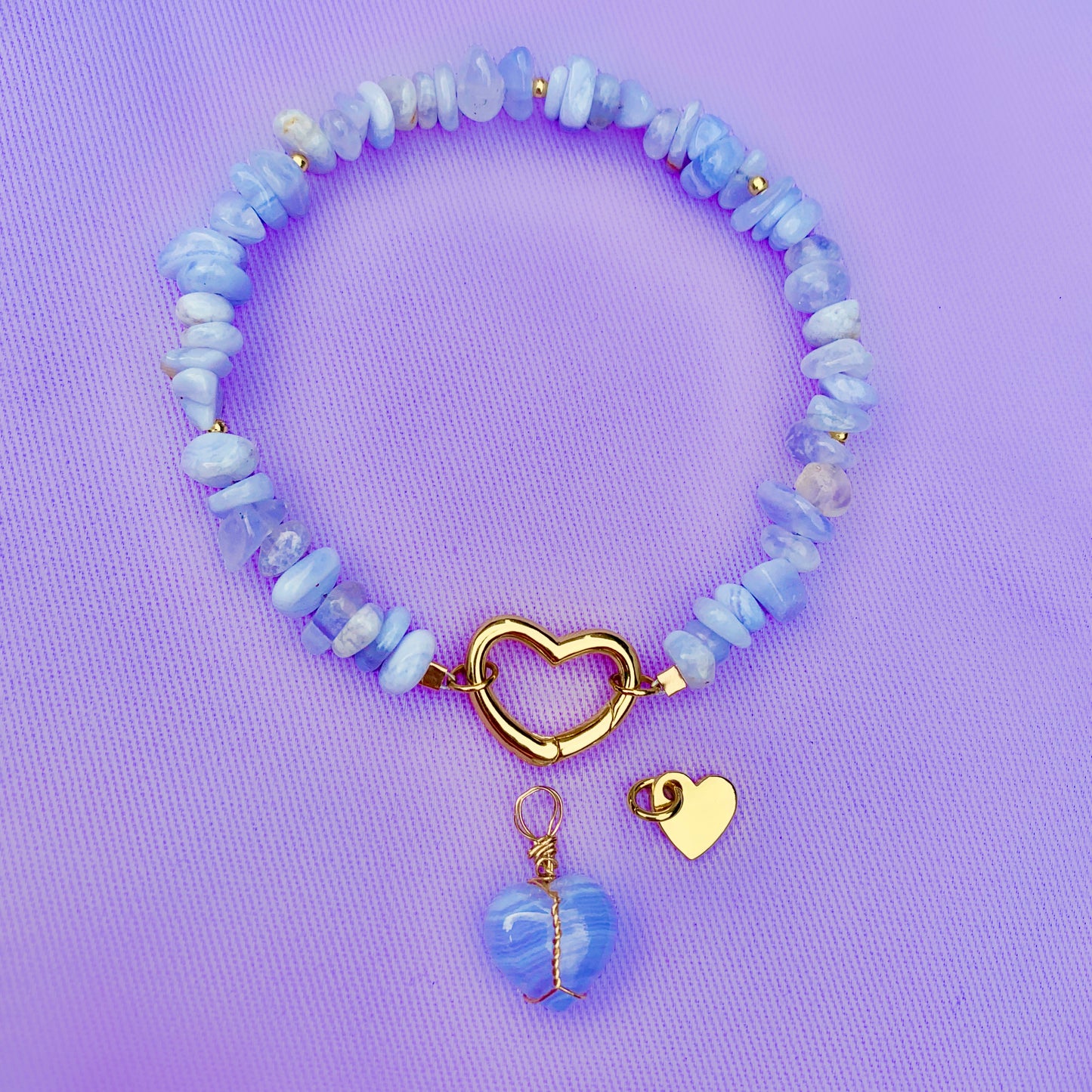 Blue Lace Agate | Crystal Charm Bracelet