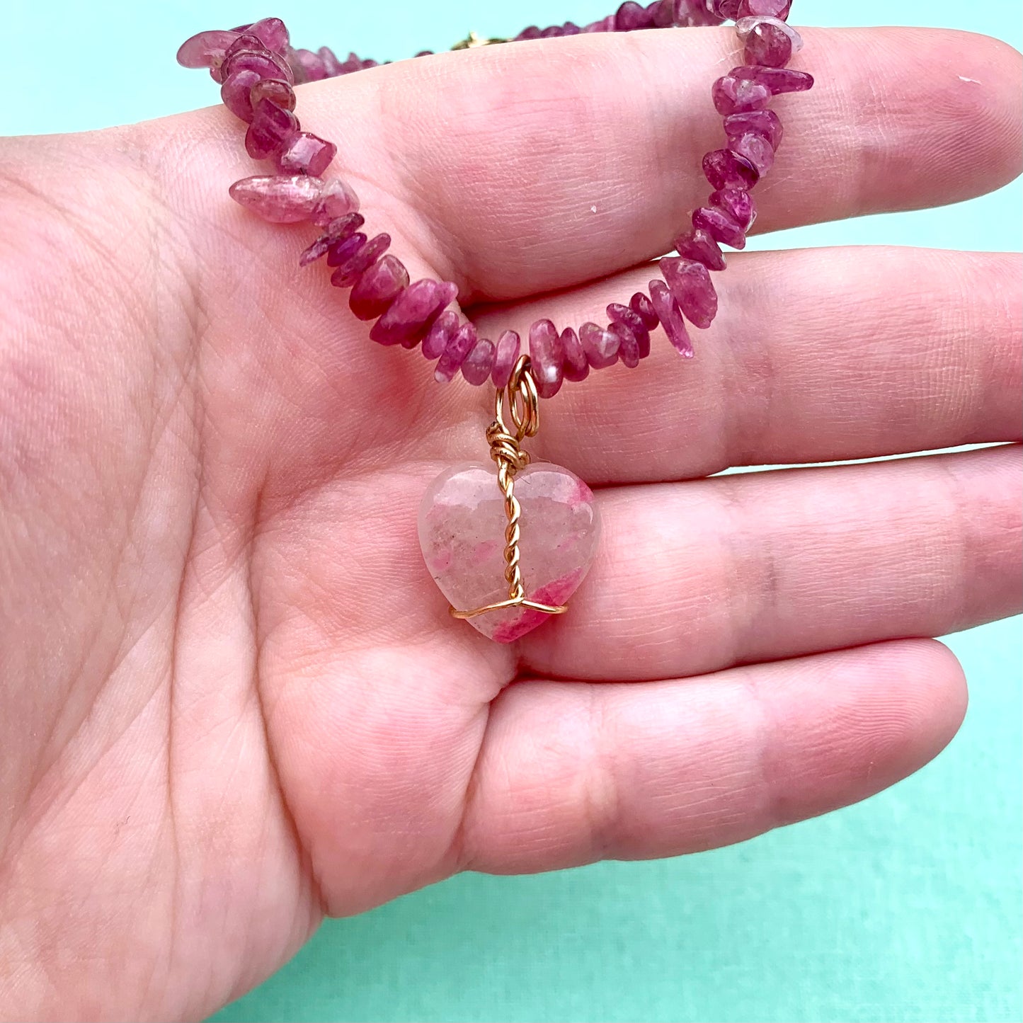 Pink Tourmaline with Pink Tourmaline in Quartz | Pre-Made Bracelet