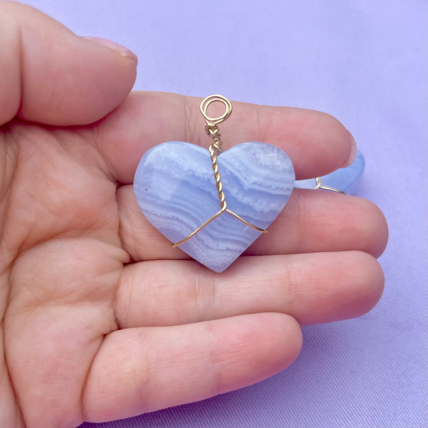 Blue Lace Agate Heart | Charm
