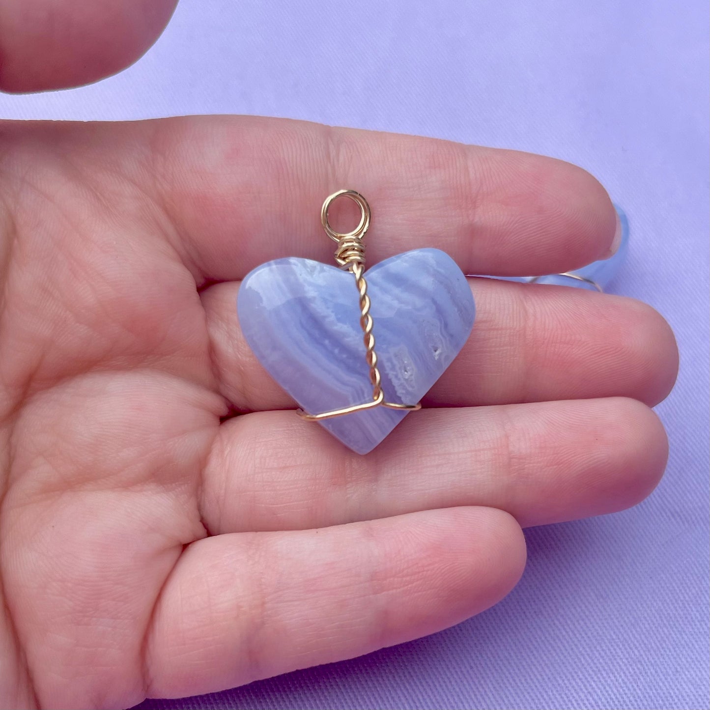 Blue Lace Agate Heart | Charm