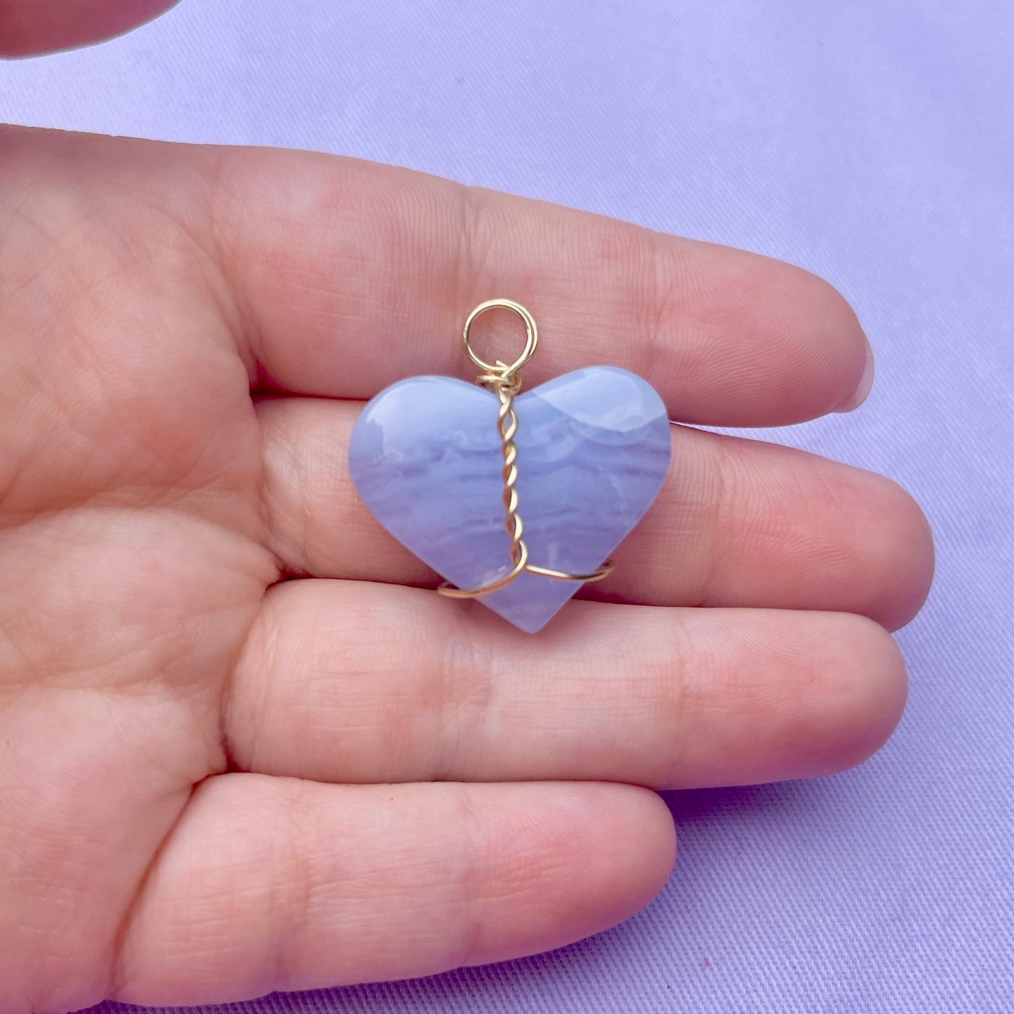 Blue Lace Agate Heart | Charm