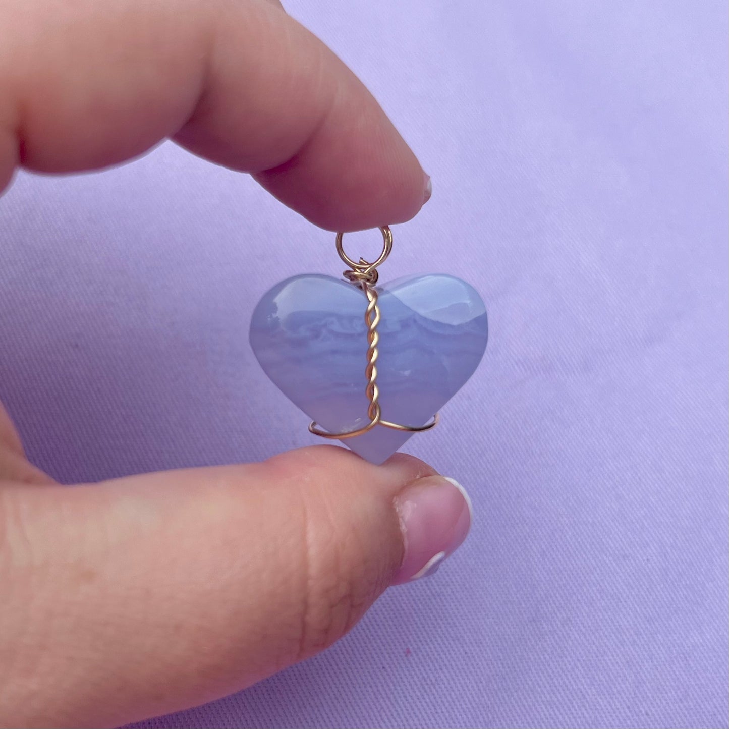 Blue Lace Agate Heart | Charm