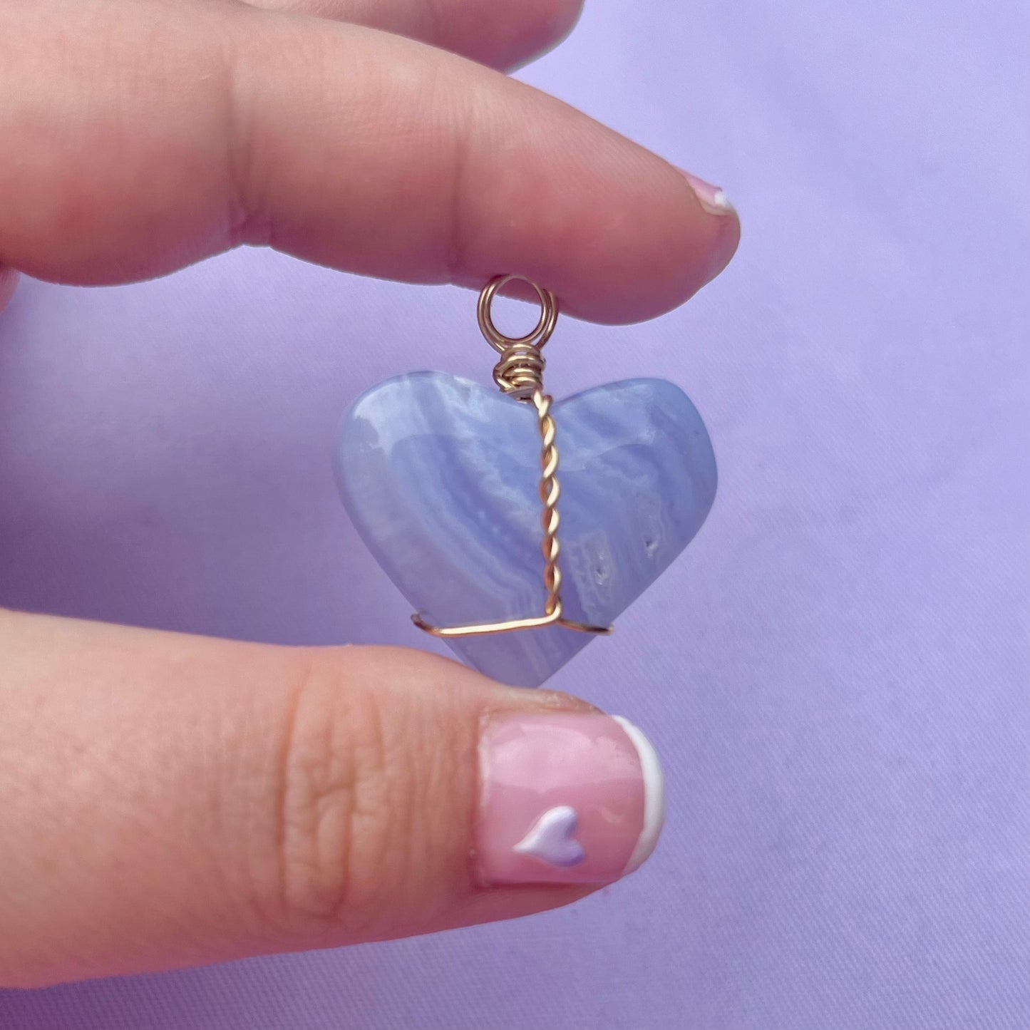 Blue Lace Agate Heart | Charm