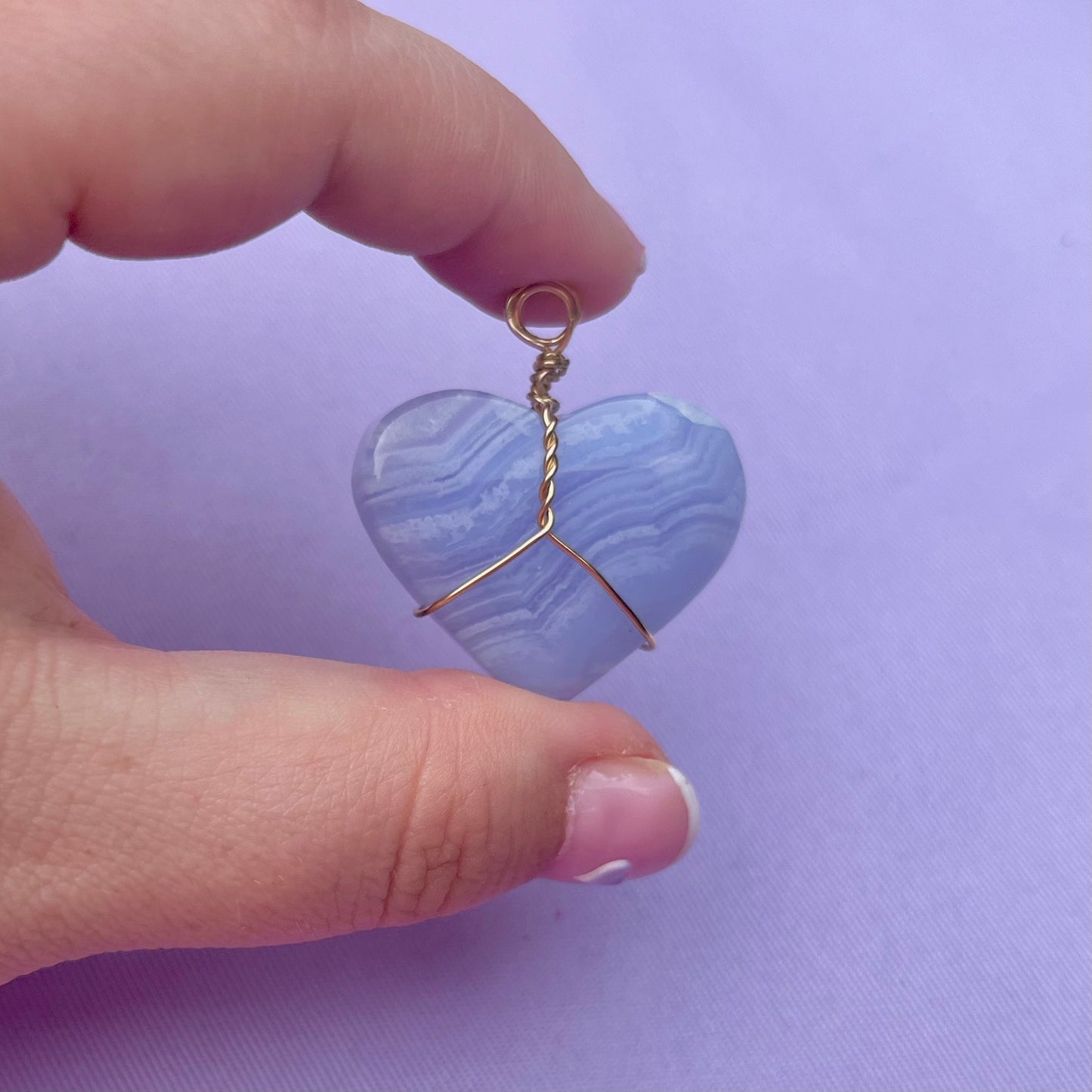 Blue Lace Agate Heart | Charm