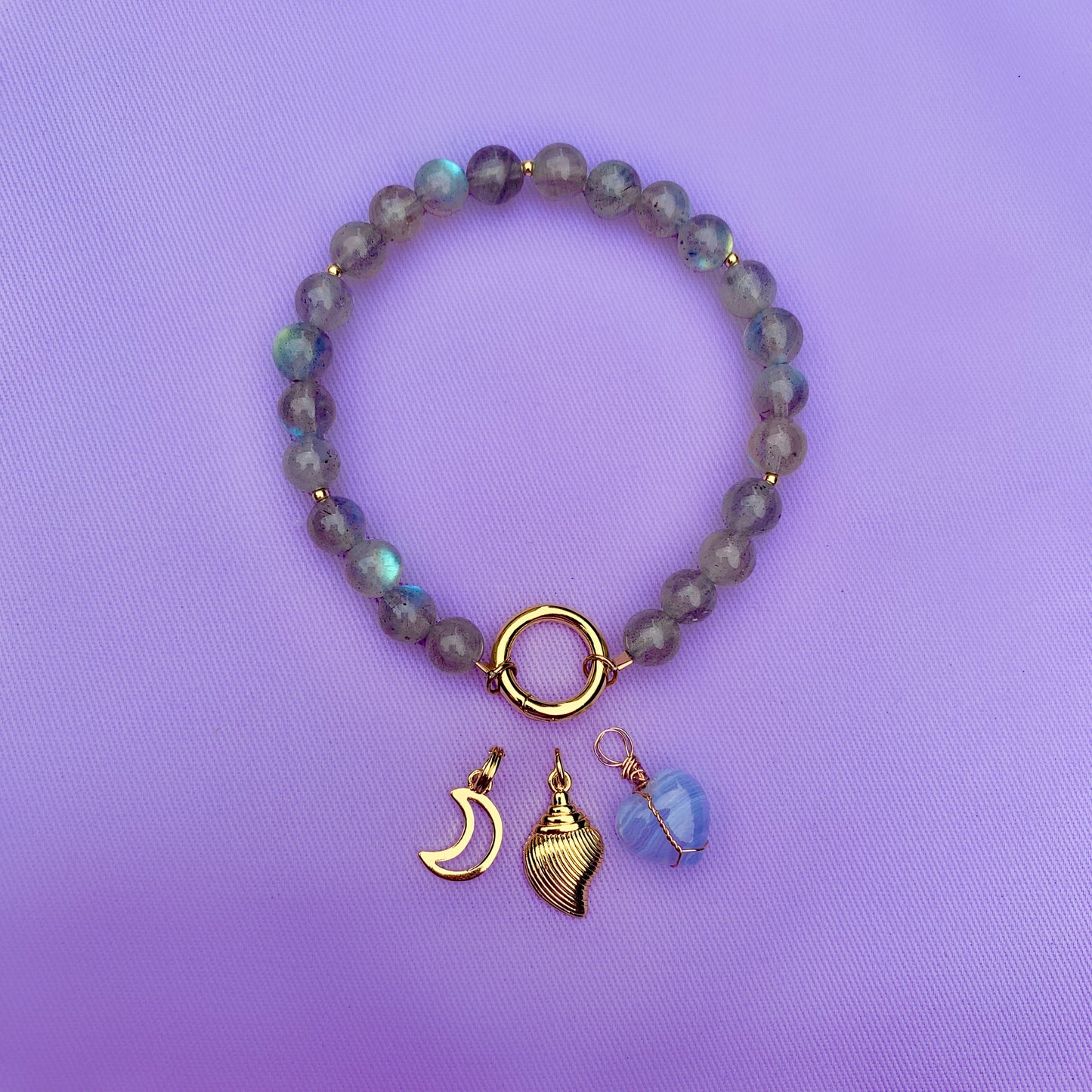 Limited Edition Rainbow Flash Labradorite | Crystal Charm Bracelet
