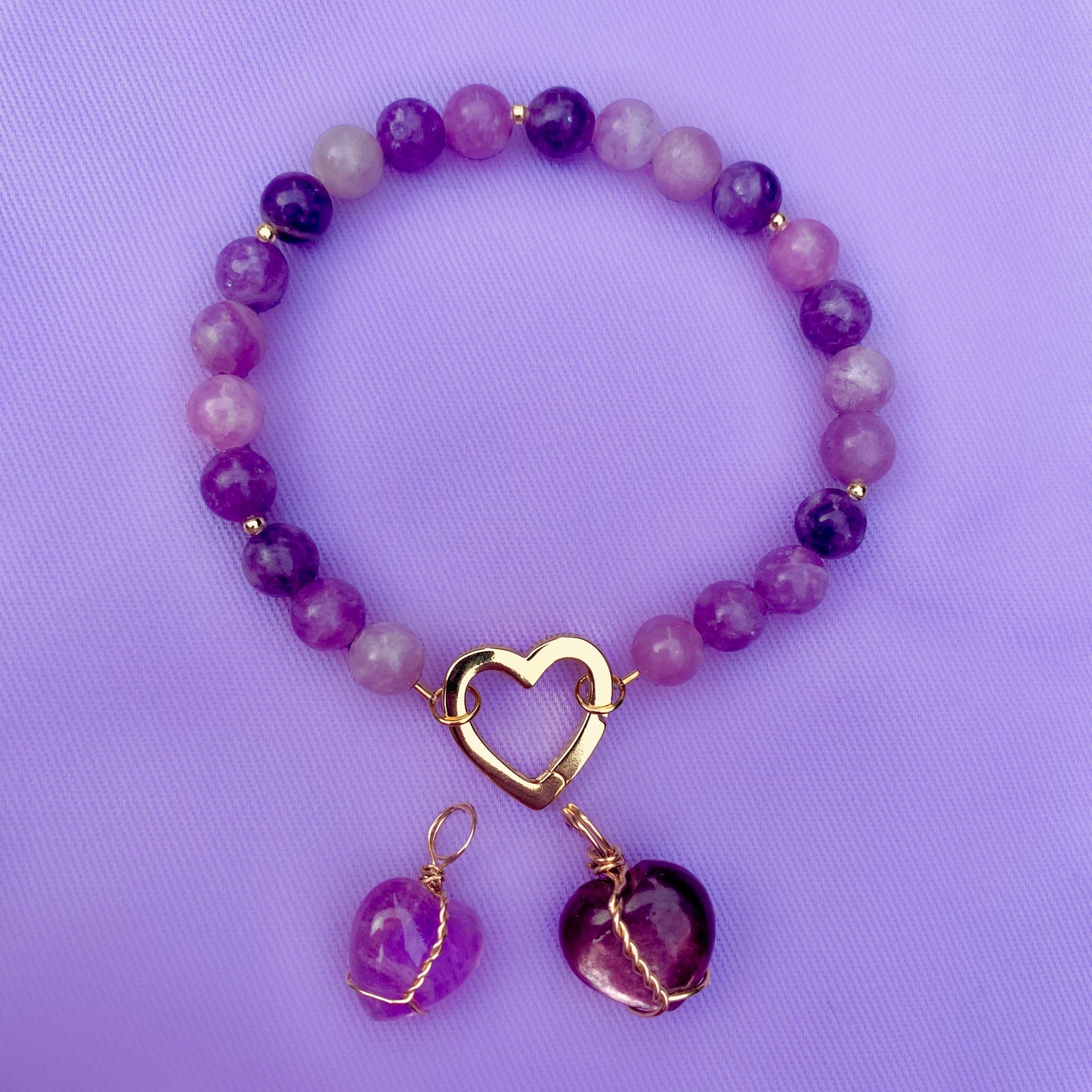 Lepidolite | Crystal Charm Bracelet