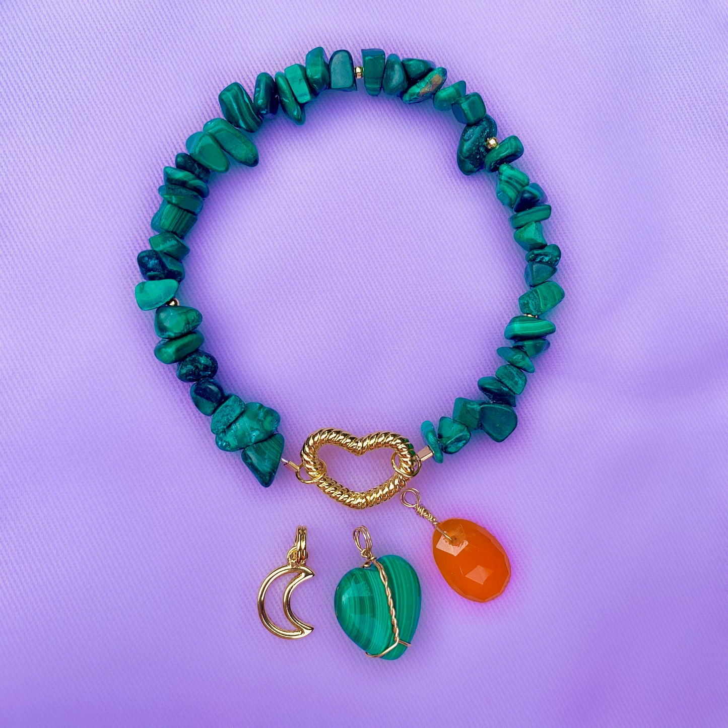 Malachite | Crystal Charm Bracelet