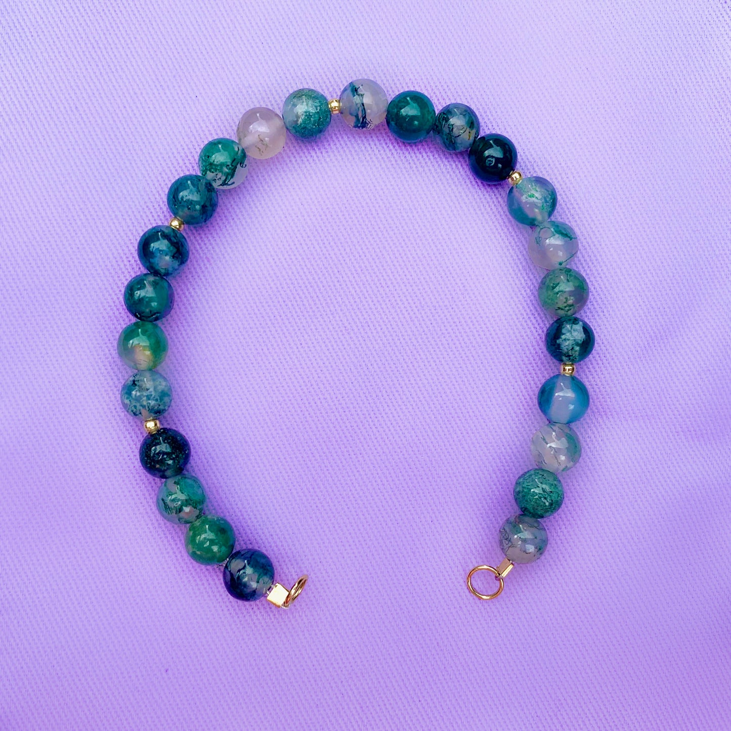 Mossy-Moss Agate | Crystal Charm Bracelet