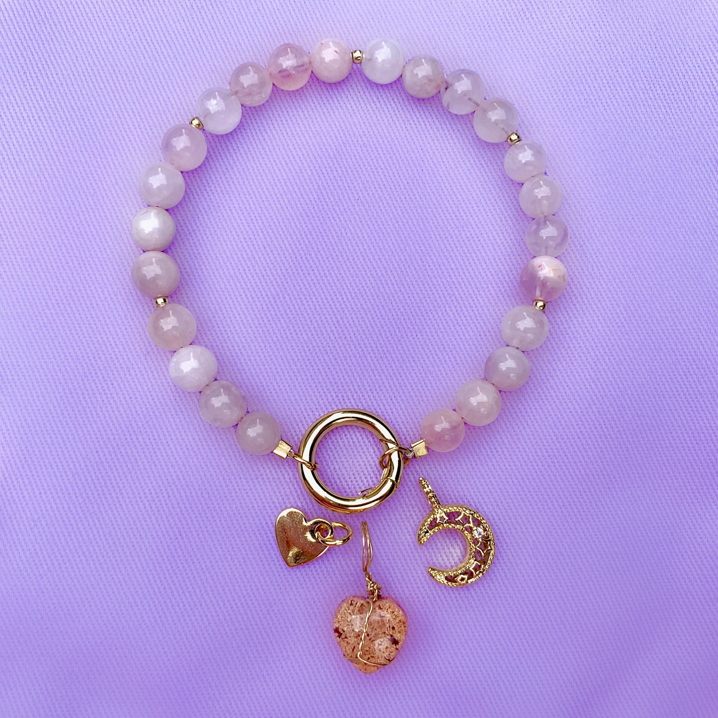 Gentle Rose Quartz | Crystal Charm Bracelet