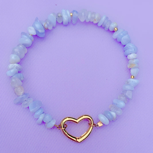 Blue Lace Agate | Crystal Charm Bracelet