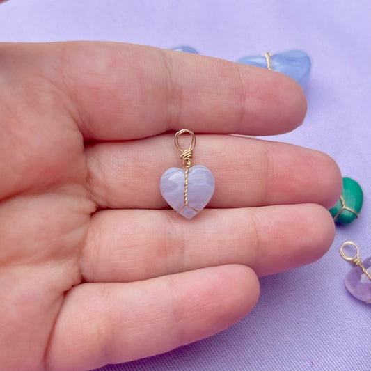 Blue Lace Agate Heart | Charm