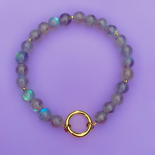 Limited Edition Rainbow Flash Labradorite | Crystal Charm Bracelet