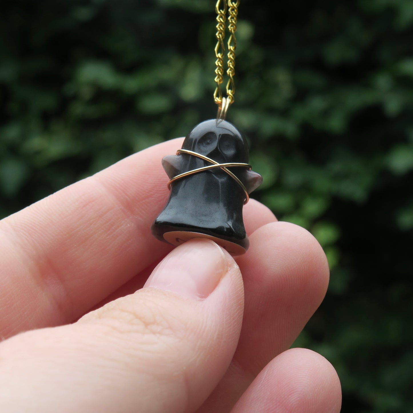 MAL - Silver Sheen Obsidian Ghost Pendant