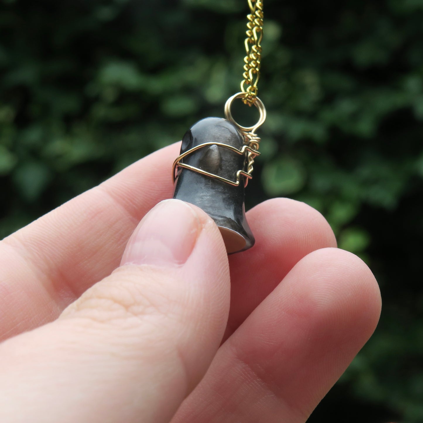 MAL - Silver Sheen Obsidian Ghost Pendant