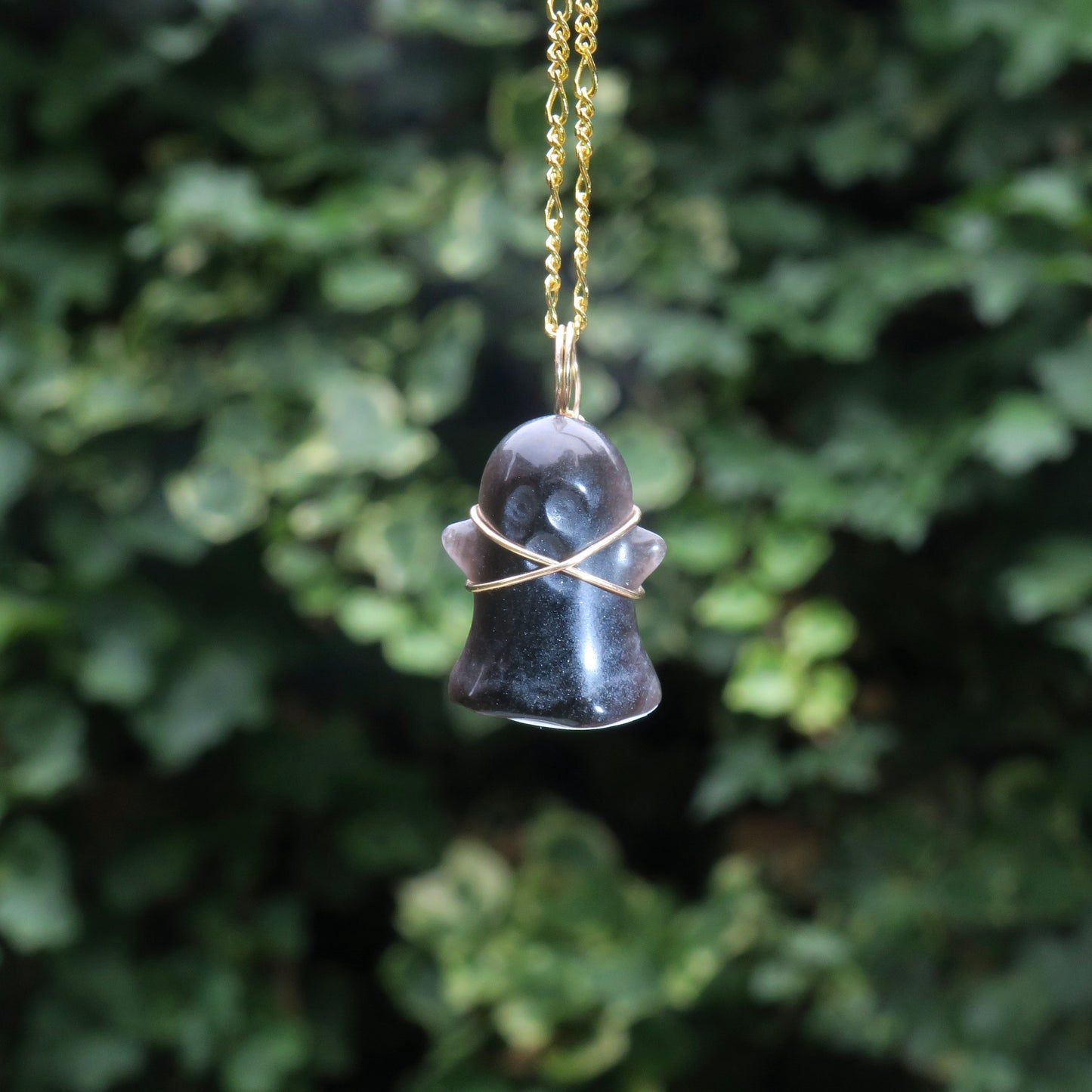 MAL - Silver Sheen Obsidian Ghost Pendant