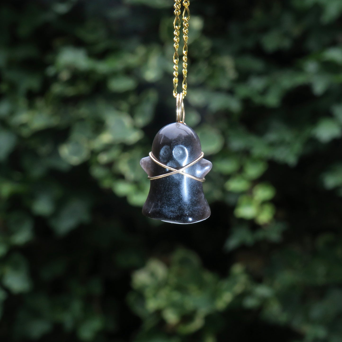 MAL - Silver Sheen Obsidian Ghost Pendant