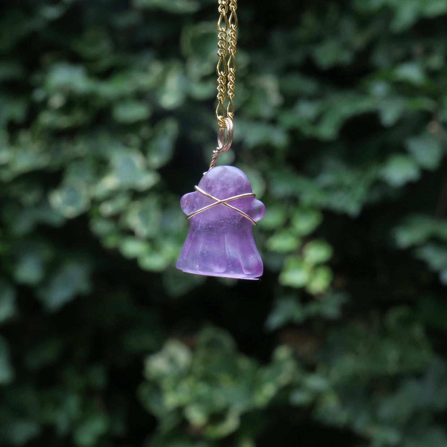 MARY - Purple Fluorite Ghost Pendant