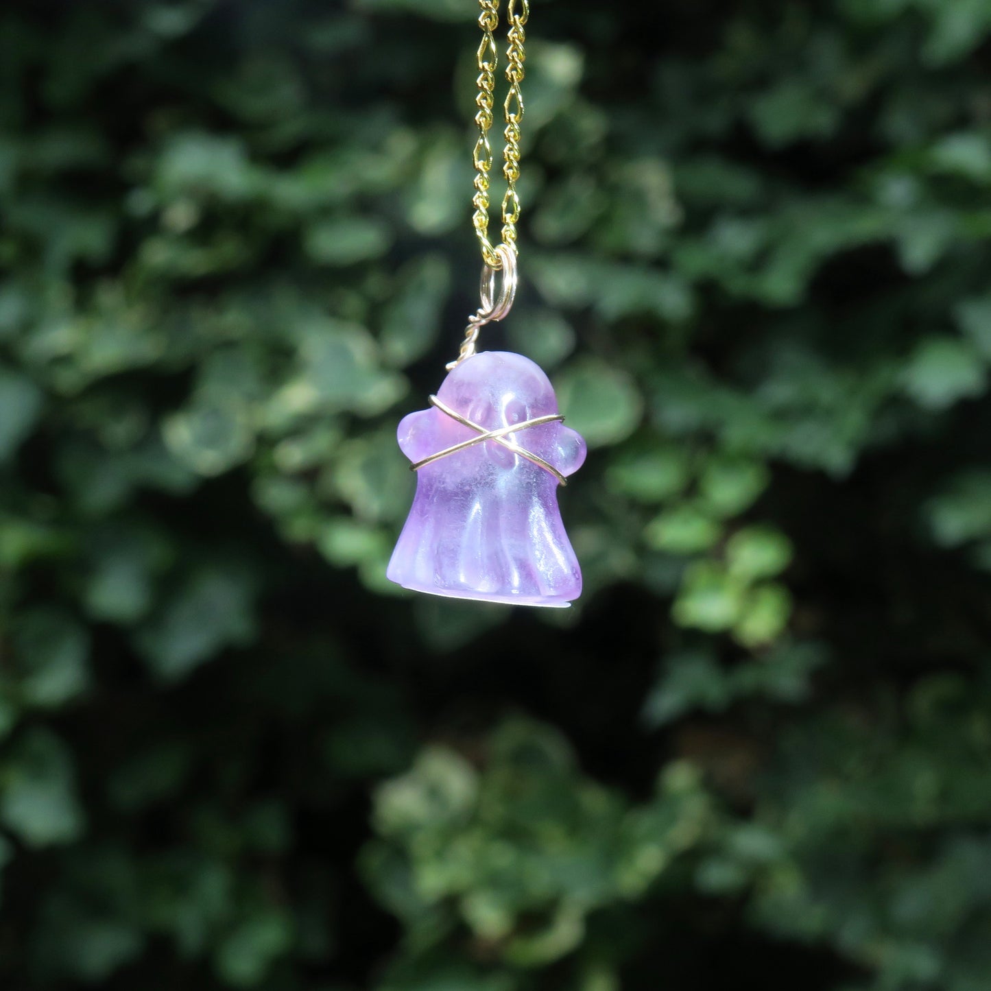 MARY - Purple Fluorite Ghost Pendant