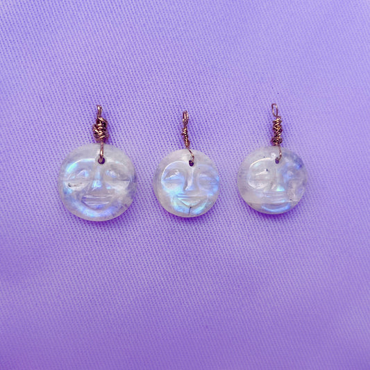 Moonstone Moon Face | Charm