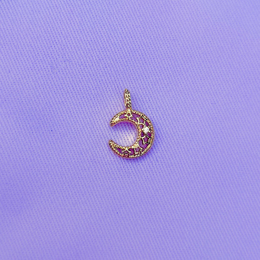 Gold Fill Ornate Sparkle Moon | Charm